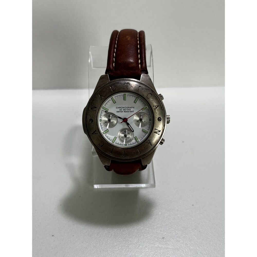 Nautica vintage chronograph silver quartz men's watch, working - Picture 3 of 9